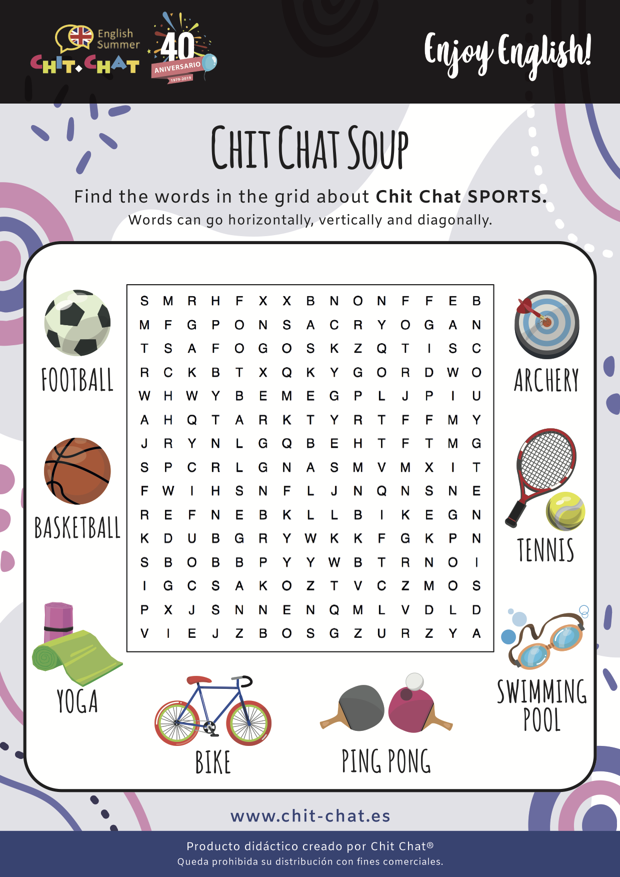 🎁Sopas de letras inglés - Descargas gratuitas | Campamentos Chit Chat